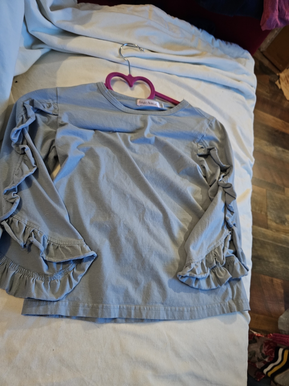 Light Blue Ruffle Sleeve Kids Top -